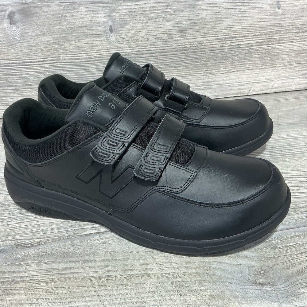New Balance 813 Shoes Black Leather Hook And Loop Straps Mens Size 14 2E Wide
